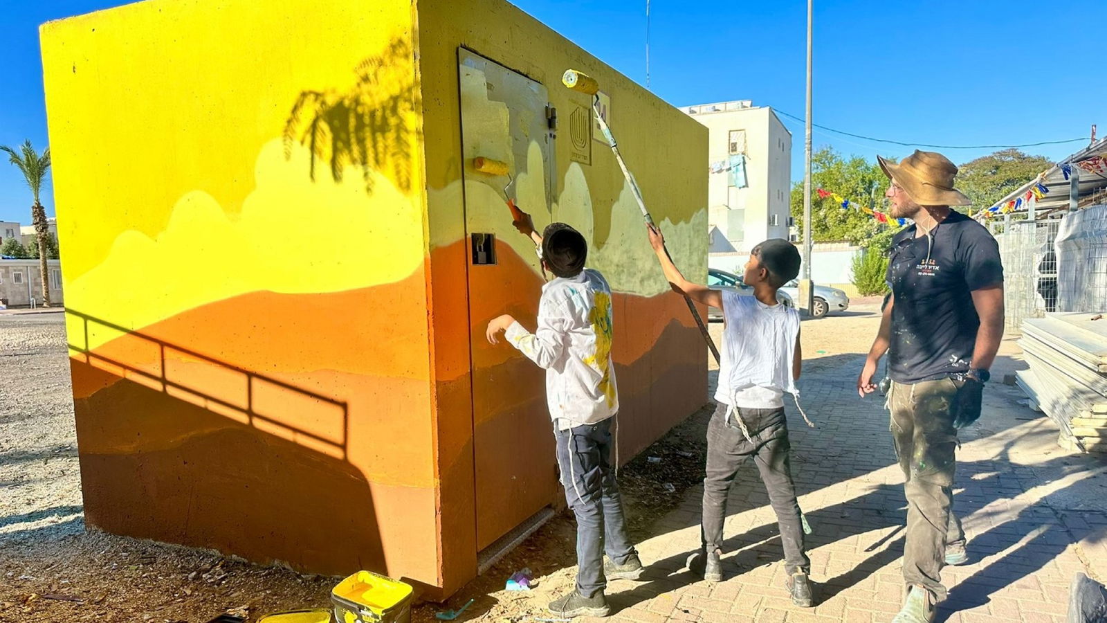 Beschildering van een schuilkeder in het Zuiden van israël