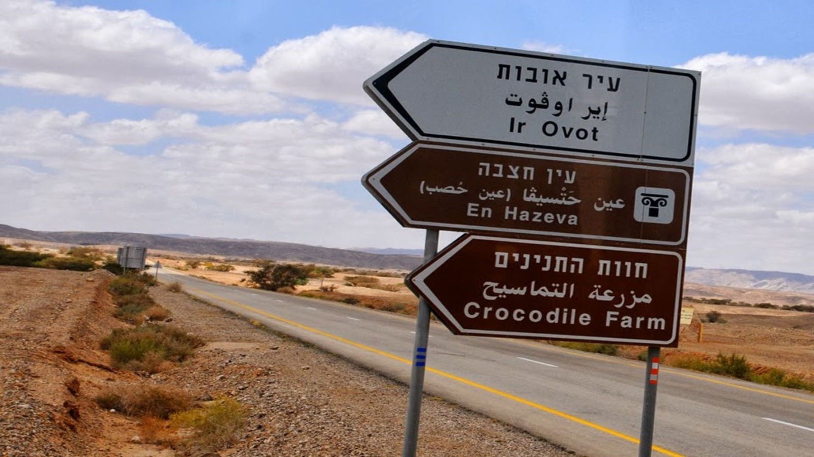 Bewegwijzering naar Ir Ovot in de Arava